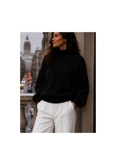 Hira Life Fashion Sfg Life Moda Kadın Balıkçı Yaka Tüylü Şardonlu Oversize Kazak Siyah Siyah Hira Life Fashion Sfg Life Moda Kadın Balıkçı Yaka Tüylü Şardonlu Oversize Kazak Siyah Siyah
