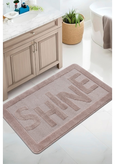 Doğal Kaymaz Taban Banyo Paspas Uzun Ömürlü Yumuşak Dokulu Su Emici Yıkanabilir Shine 60x100 Vizon