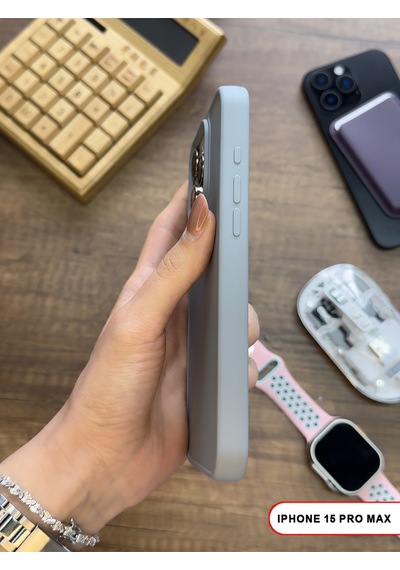 Apple iPhone 15 Pro Max Uyumlu Kamera Korumalı Darbeye Dayanıklı Renk Atmayan Keep Silikon Kılıf Gri