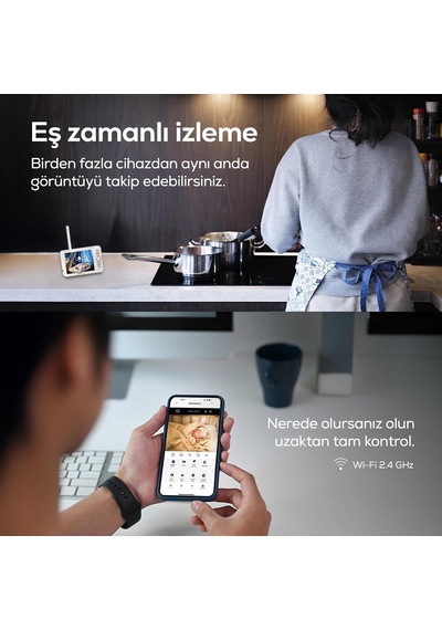 Bebek Kamerası 3mp 5 Monitörlü Mobil Kontrol Ninni Hareket Algılama Gece Görüş Mavi X7202 Genel
