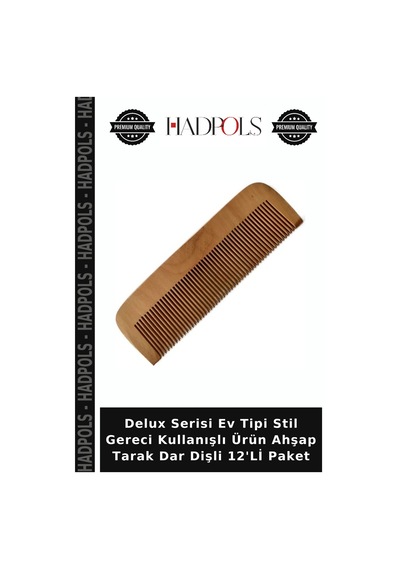 Delux Serisi Ev Tipi Stil Gereci Kullanışlı Ürün Ahşap Tarak Dar Dişli 12'li Paket