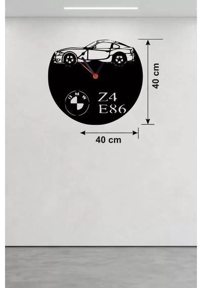 Bmw Z4 E86 Tasarım Ahşap Duvar Saati - 40x40 Cm Lazer Kesim Dekoratif Çok Renkli