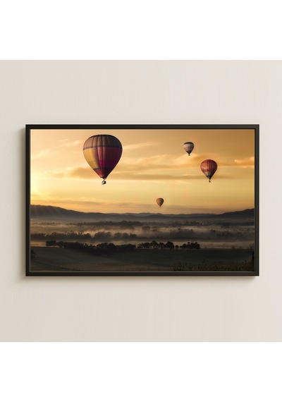 Gün Doğumu Ve Balonlar Uv Baskılı Huzurlu Manzara Pvc Tablo