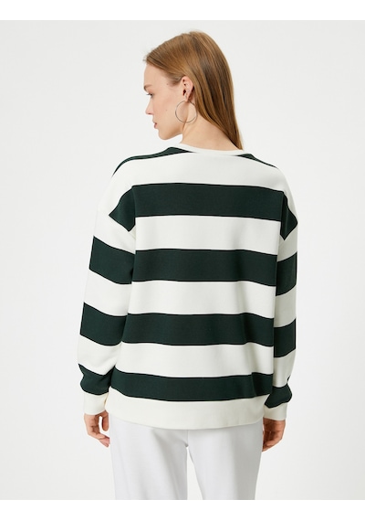 Koton Bisiklet Yaka Sweatshirt Relax Fit Uzun Kollu Yeşil Çizgili 5wal10038ık Yeşil Koton Bisiklet Yaka Sweatshirt Relax Fit Uzun Kollu Yeşil Çizgili 5wal10038ık Yeşil