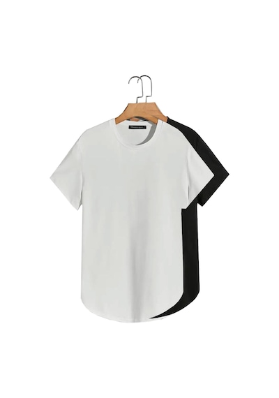 2'li Erkek Oval Kesim Basic Fit Pis Yaka Salaş T-shirt Karışık