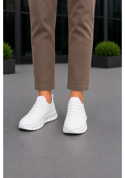 Homiro Unisex Triko Sneaker Hafif Taban Günlük Spor Ayakkabı Beyaz
