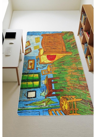 Modern Desenli Dijital Baskı Kaymaz Taban Halı H0738 Renkli
