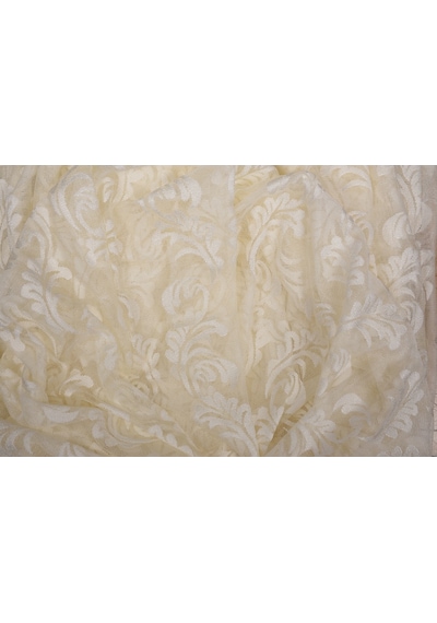 Sarmaşık Krem Dikilmiş Pileli Fon Perde 300x260 Cm
