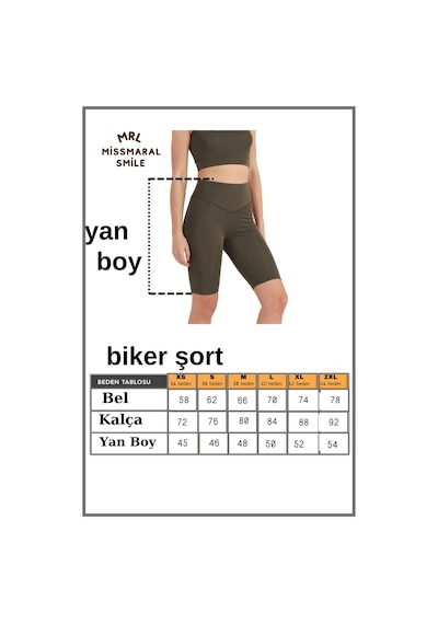 Missmaral Kadın Haki Yüksek Bel Toparlayıcı Kısa Spor Tayt Biker Şort Basics Casual & Comfort 1070 Haki