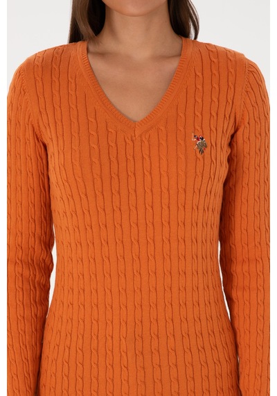 U.S. Polo Assn. Kadın Bakır V Yaka Basic Kazak 50307700-VR182
