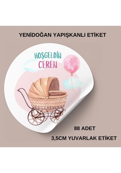 Yenidoğan Yuvarlak Yapışkanlı Etiket 3,5x3,5 Cm 88 Adet -arl Etiket Tasarım Beyaz