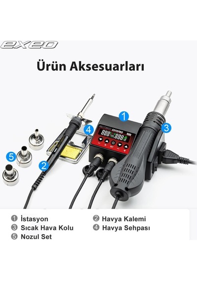 8898 Pro Havya Sıcak Hava Üflemeli Havya İstasyonu Lehim Makinesi