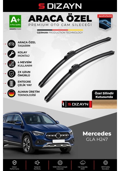S-dizayn Mercedes-benz Gla H247 Ön Cam Silecek Seti 2020 Üzeri Premium Araca Özel 65-48 Cm A+ Kalite
