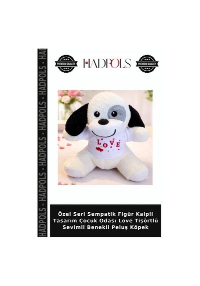 Özel Seri Sempatik Figür Kalpli Tasarım Çocuk Odası Love Tişörtlü Sevimli Benekli Peluş Köpek Çok Renkli