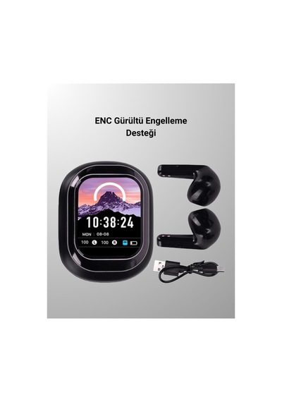 Akıllı Ekranlı Bluetooth 5.4 Kablosuz Kulaklık Dokunmatik Ve Şarj Kutulu Renk