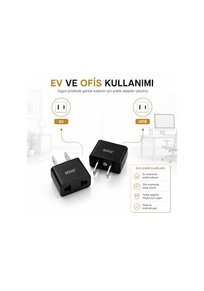 M007 Amerikan Priz Dönüştürücü/5 Adet-türk Fişi Amerikan Sistemine Çeviren Adaptor Fiş