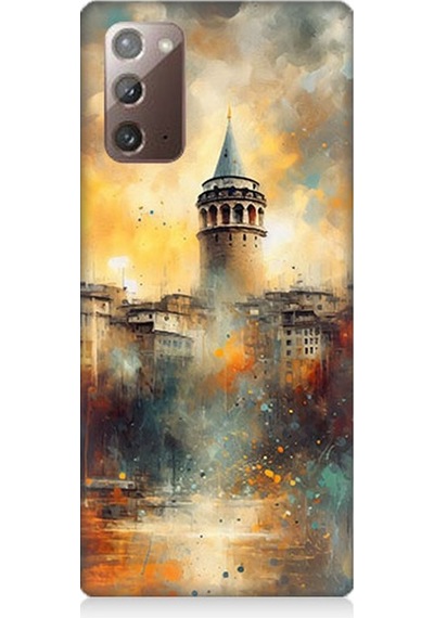 Samsung Galaxy Note 20 Uyumlu Galata'da Sisli Gün Desenli Silikon Kılıf Çok Renkli