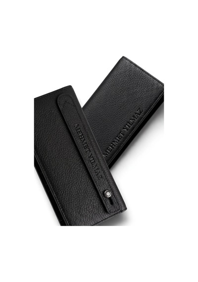 Vanilla Collection İsim Baskılı Hakiki Deri Portföy Telefon Bölmeli Unisex Cüzdan Siyah