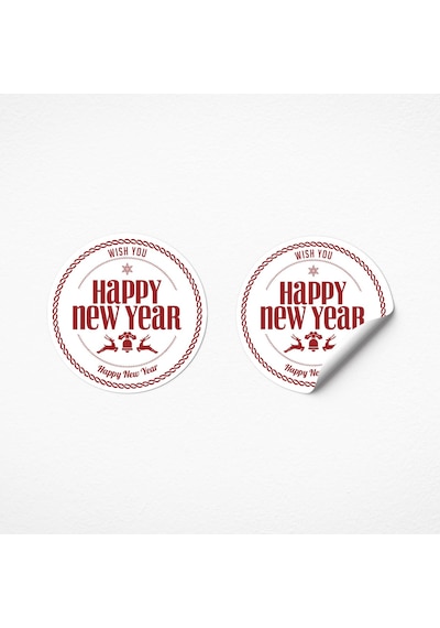 No1 27'li Yeni Yıl Seri Sticker Beyaz-6x6 Cm Çok Renkli