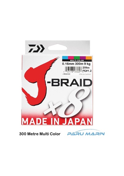 Daiwa J-Braid X8 Multi Color 300 Mt. 0.16Mm 9Kg. Ip Misina