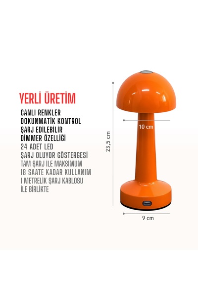 Zenlight Mantar Masa Lambası Turuncu