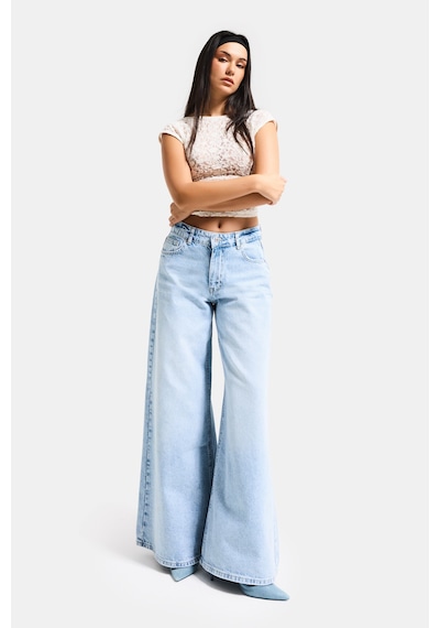 Itsbasic Kadın Ice 4s6-3 Elephant Leg Süper Bol %100 Koton Denim Jean Ice Kot