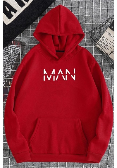 Uyguntarz Unisex Man Baskılı Sweatshirt Kırmızı