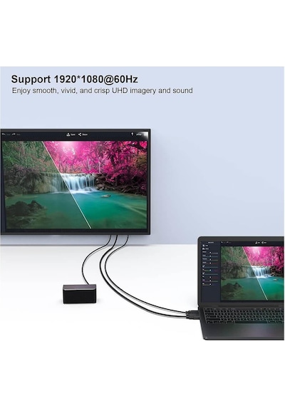 Koodmax - Hdmi To Vga Kablo 3.5mm Ses Ve Usb Güç Destekli - 1080p - 2 Metre