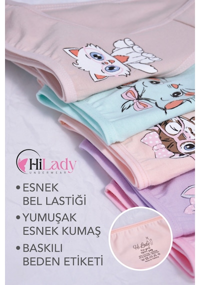 Hilady Kız Çocuk Külot, Karışık Renkli, Kız Çocuk Külot, Yumuşak Pamuklu Kumaş Karışık-Çokrenkli