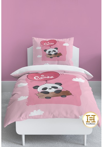 Uçan Panda Nevresim Takımı Pembe