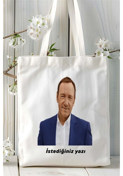 Art Hediye Kevin Spacey Baskılı Bez Çanta Kişiye Özel Model 2 Çok Renkli