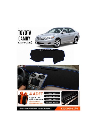 Toyota Camry 2006-2012 Uyumlu Torpido Koruma, Torpido Örtüsü, Torpido Kılıfı - Siyah Mavi