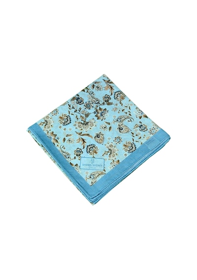Mim Eşarp Prime Pamuk Çiçek Desenli Eşarp 90x90 Cm Açık İndigo