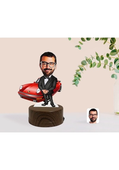 Kişiye Özel Erkek Patron Karikatürlü Dekoratif 3D Biblo Led Işıkl (481495917)
