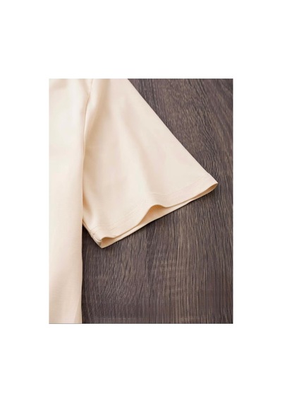 Herkesemoda The Now Baskı Detaylı Basic T-shırt Bej