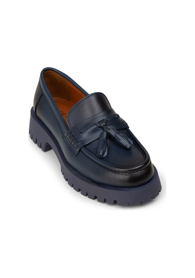 Deery Kadın Hakiki Deri Lacivert Püsküllü Loafer - 02035zlcvc03