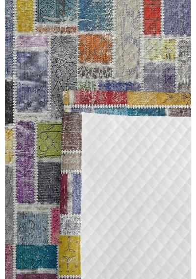Geometrik Gri Renkli Tek Kişilik Pike - Bohem Patchwork Çok Renkli Mevsimlik Yatak Örtüsü 160x220 Cm Kırçıllı Meşe Örtüsü