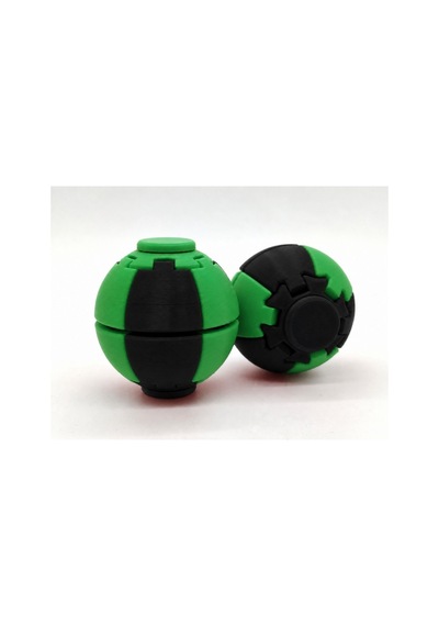 Alvera Press Küresi 3d Baskı Dönüşen Mekanik Fidget Stres Oyuncağı-siyah-yeşil