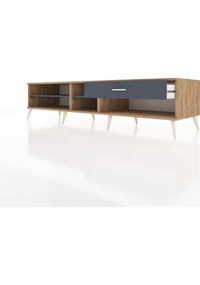 Kronos Tv Ünitesi 2 Raflı Tek Çekmeceli 220x59x51 Çam-antrasit Antrasıt/antrasıt - Atlas Çam Kronos Tv Ünitesi 2 Raflı Tek Çekmeceli 220x59x51 Çam-antrasit Antrasıt/antrasıt - Atlas Çam