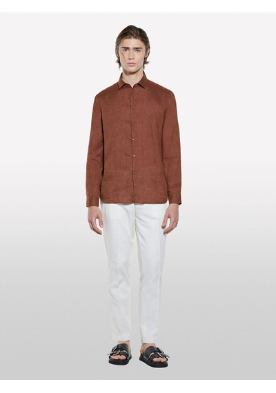 Sisley %100 Keten Regular Fit Gömlek Erkek Kahverengi Gömlek - 325p5bkusq029