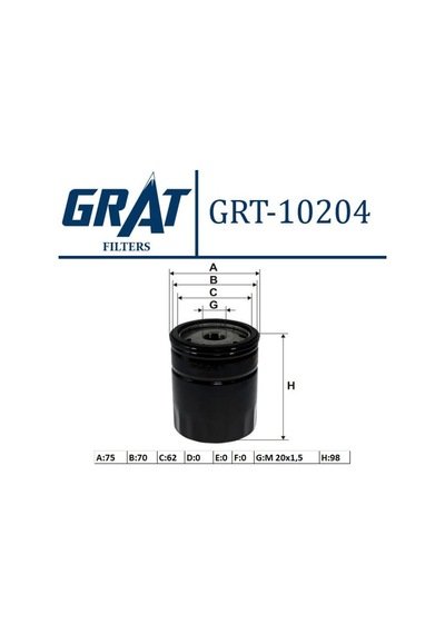 GRAT 10204 Yağ Filtresi Murat 131 SLX Palio 1.6 16V 1.4 Albea 1.2 -01 1.6 16V Tempra 1.6Ie Tipo 1.4Ie Uno Marea 1.6 16V Brava Bravo
