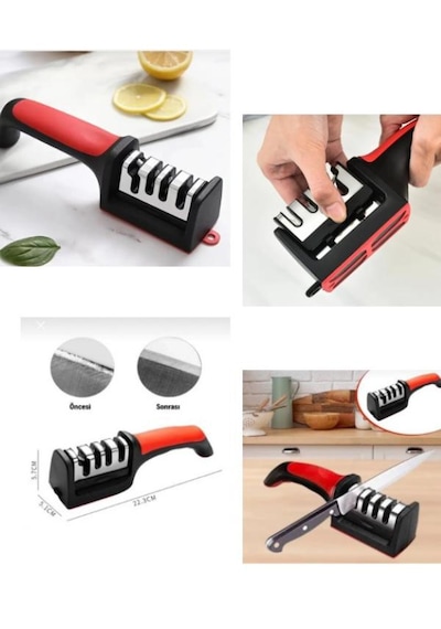 4 Aşamalı Profesyonel Bıçak Bileyici Kaymaz Tabanlı, Ergonomik Tutuş, Keskinleştirici Aparat