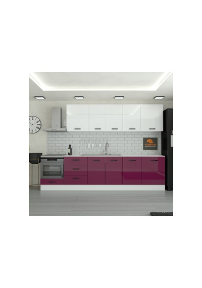 300 Cm Mutfak Dolabı Mdf Kapak Tezgah Dahil Yrkn310 102 Mürdüm
