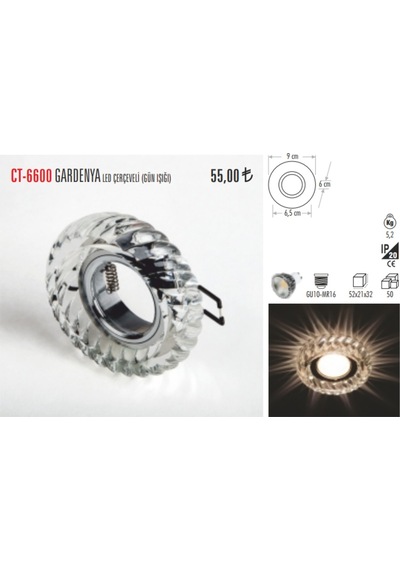 Cata Spot Kasa Gardenya Kristal Led Çerçeve Spot Dahil Değildir(408152138)
