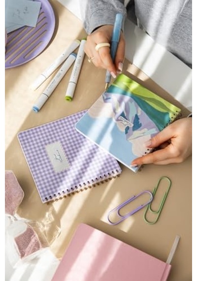 15x16 Spiralli Karton Kapak 2'li Kareli Not Defter Seti - Pötikare 124-Pembe