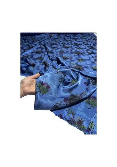 Jakarlı İpek Cupro Kumaş En 140 Cm Parlak Dökümlü Elbise, Gömlek, Kimono, Takım Ve Pantolon 1200 -1 Mavi Çiçek Desen Jakarlı İpek Cupro Kumaş En 140 Cm Parlak Dökümlü Elbise, Gömlek, Kimono, Takım Ve Pantolon 1200 -1 Mavi Çiçek Desen