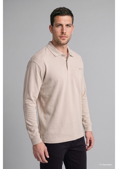Defacto Regular Fit Düğmeli Polo Yaka Basic Sweatshirt I2039ax26wner37 Ekru-er37