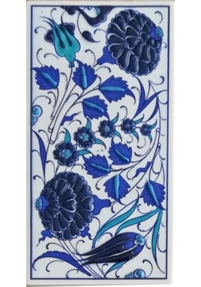 Armada Çini 10X20 Cm Ed 223 Iki Karanfil Mavi Beyaz El Dekoru