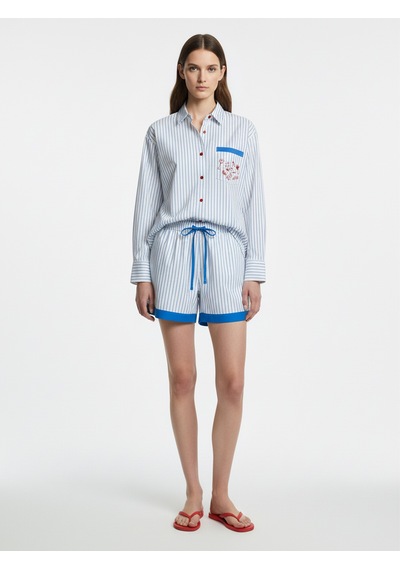 Xint Beyaz Pamuk Dokulu Oversize Şort 275455