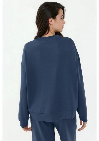 Hiccup Modal Dokunuşlu Basic Sweatshirt Oxford Mavisi
